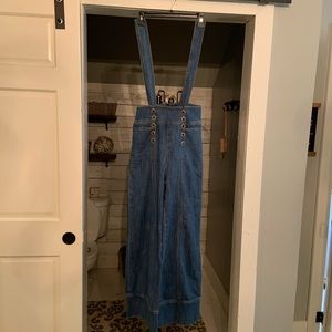 Anthropology suspender straight leg jeans